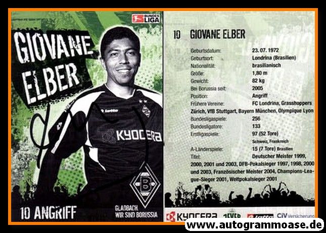 Giovane Elber   Borussia Mönchengladbach 2004  2005  Autogrammkarte 285732 
