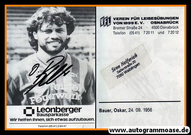 Autogramm Fussball | VfL Osnabrück | 1986 | Oskar BAUER
