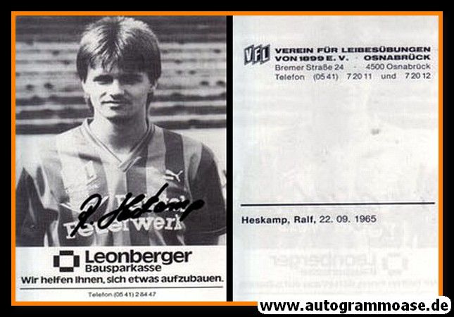 Autogramm Fussball | VfL Osnabrück | 1986 | Ralf HESKAMP