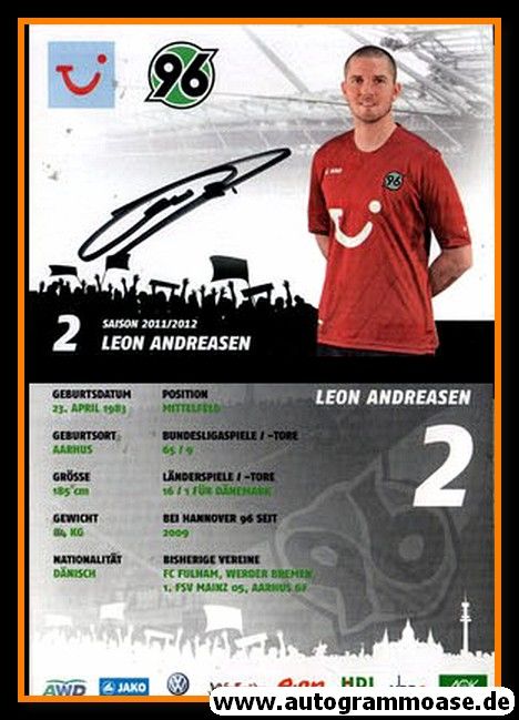 Autogramm Fussball | Hannover 96 | 2011 | Leon ANDREASEN
