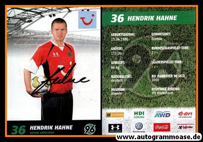 Autogramm Fussball | Hannover 96 | 2009 | Hendrik HAHNE