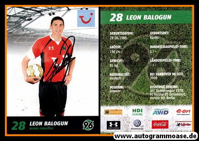 Autogramm Fussball | Hannover 96 | 2009 | Leon BALOGUN