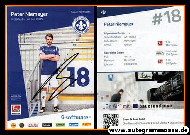 Autogramm Fussball | SV Darmstadt 98 | 2017 | Peter NIEMEYER