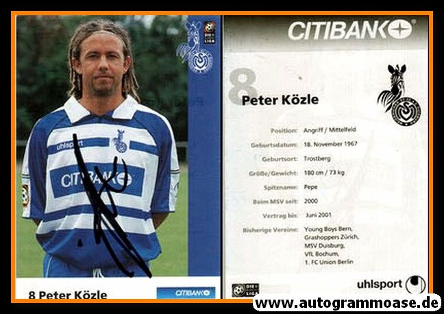 Autogramm Fussball | MSV Duisburg | 2000 | Peter KÖZLE