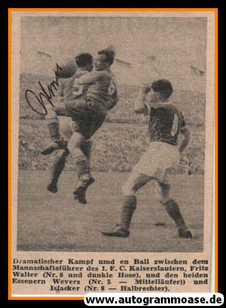 Autogramm Fussball | Rot-Weiss Essen | 1950er | Heinz WEWERS (Spielszene FCK)