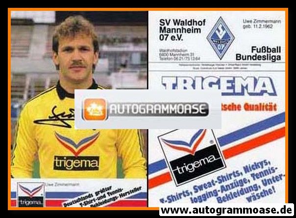 Autogramm Fussball | SV Waldhof Mannheim | 1986 | Uwe ZIMMERMANN