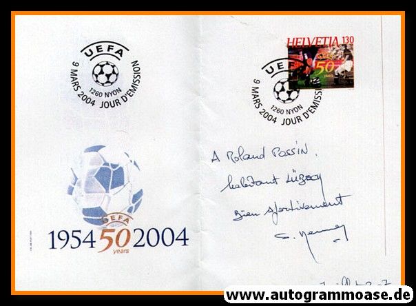Autograph Fussball | Schweiz | Willy KERNEN (Ersttagsbrief 50 Jahre UEFA)