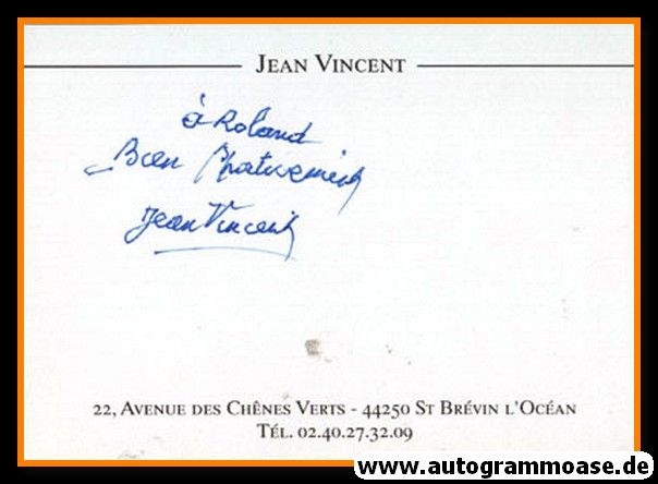 Autograph Fussball | Frankreich | Jean VINCENT (Visitenkarte)