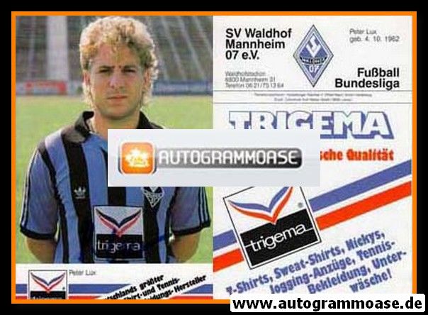 Autogramm Fussball | SV Waldhof Mannheim | 1987 | Peter LUX