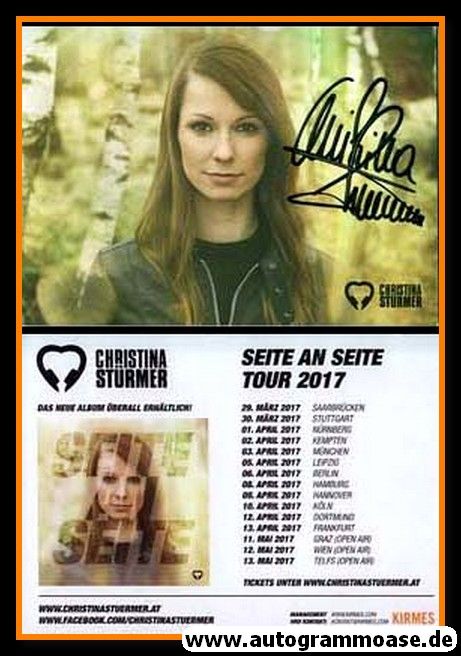 Autogramm Pop | Christina STÜRMER | 2017 "Seite An Seite Tour"