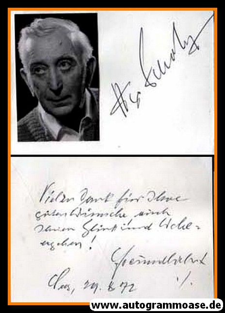 Autogramm Literatur | Hugo SCHOLZ | 1970er (Portrait SW Gruss)