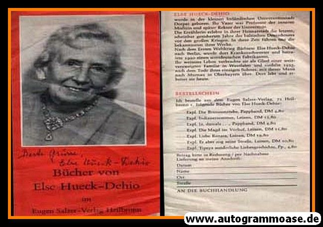 Autogramm Literatur | Else HUECK-DEHIO | 1960er (Portrait Color)