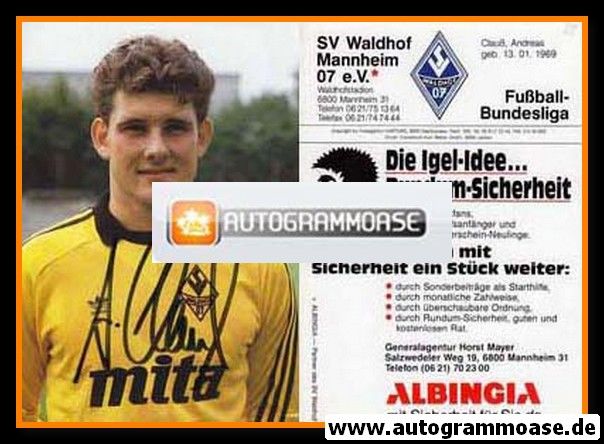 Autogramm Fussball | SV Waldhof Mannheim | 1989 | Andreas CLAUSS