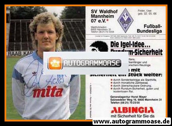 Autogramm Fussball | SV Waldhof Mannheim | 1988 | Uwe FREILER