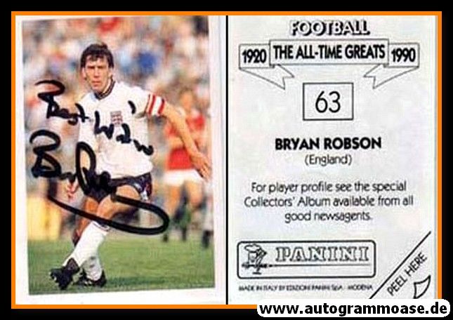 Autogramm Fussball | England | 1990 Panini | Bryan ROBSON (All Time Greats)