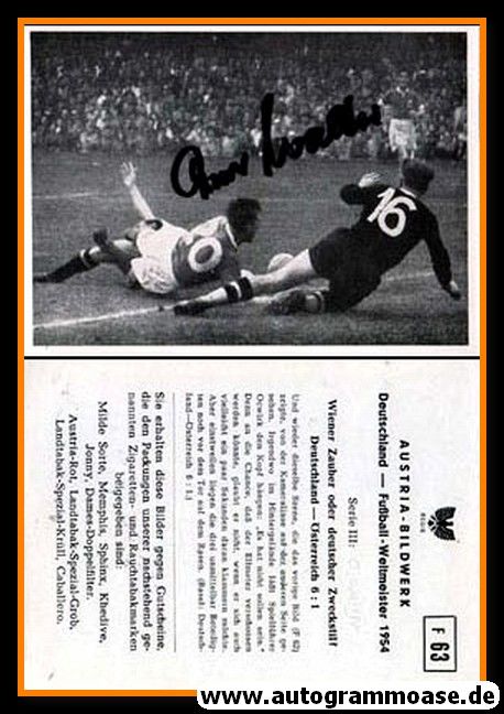 Autogramm Fussball | DFB | 1954 WM | Ottmar WALTER (Austria F63)