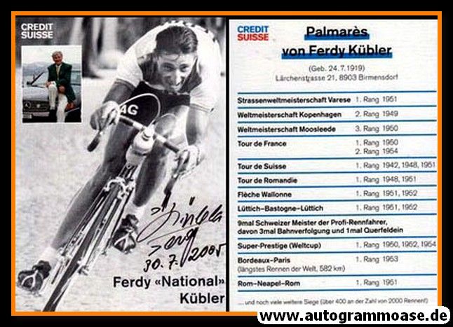 Autogramm Radsport | Ferdy KÜBLER | 1980er (Rennszene SW) Credit Suisse
