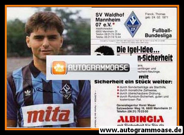 Autogramm Fussball | SV Waldhof Mannheim | 1989 | Thomas FRANCK