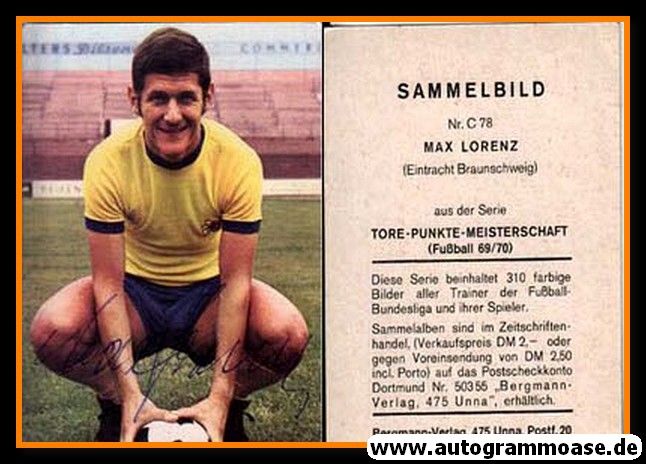 Autogramm Fussball | Eintracht Braunschweig | 1969 | Max LORENZ (Bergmann C078)
