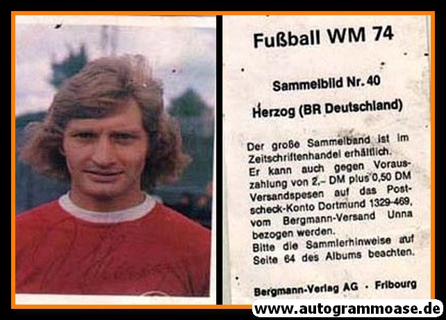 Autogramm Fussball | DFB | 1974 WM | Dieter HERZOG (Bergmann 040)