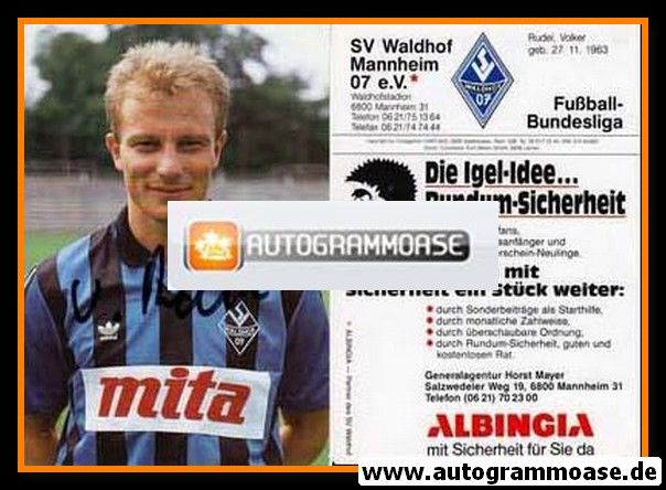 Autogramm Fussball | SV Waldhof Mannheim | 1989 | Volker RUDEL