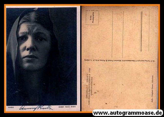 Autogramm Schauspieler | Anni RUTZ | 1934 (Portrait SW) Maria Oberammergau