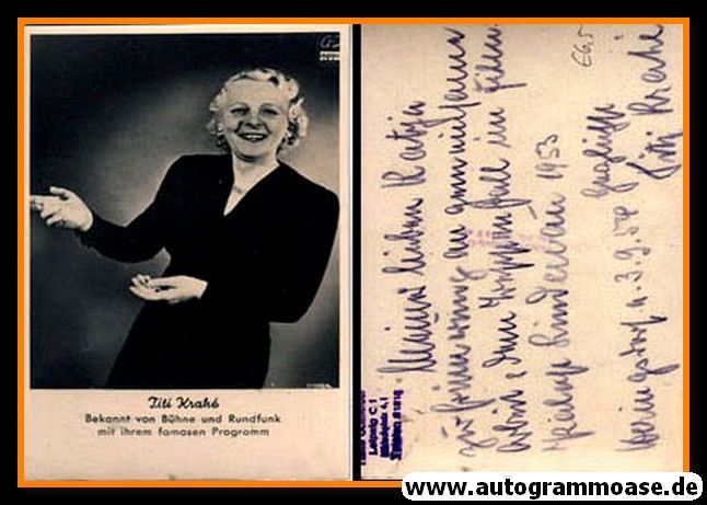 Autogramm Schauspieler | Tite KRAHE | 1950er (Portrait SW)