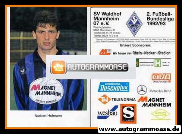 Autogramm Fussball | SV Waldhof Mannheim | 1992 | Norbert HOFMANN