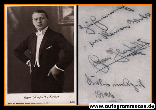 Autogramm Schauspieler | Egon HERFORTH-STEINER | 1930er (Portrait SW) Fleischer