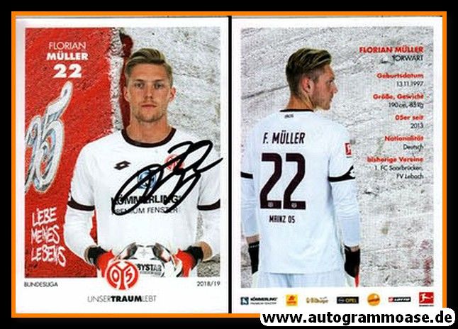 Autogramm Fussball | FSV Mainz 05 | 2018 | Florian MÜLLER