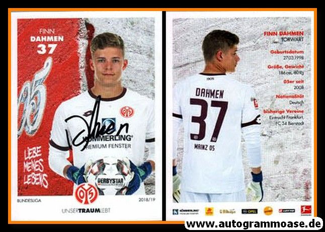 Autogramm Fussball | FSV Mainz 05 | 2018 | Finn DAHMEN