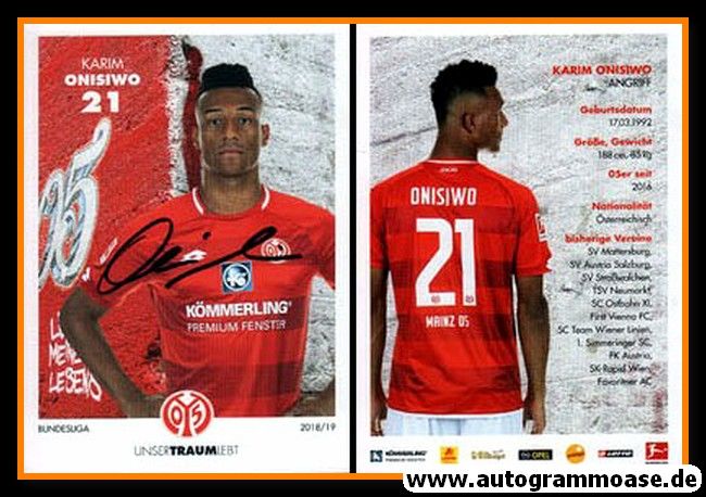 Autogramm Fussball | FSV Mainz 05 | 2018 | Karim ONISIWO
