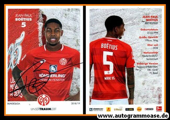 Autogramm Fussball | FSV Mainz 05 | 2018 | Jean-Paul BOETIUS