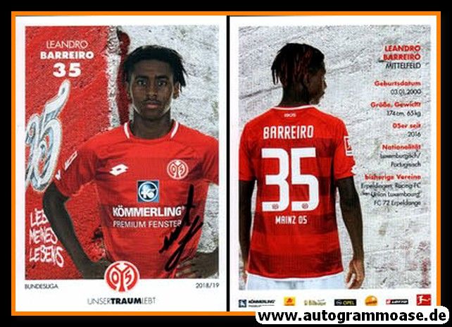 Autogramm Fussball | FSV Mainz 05 | 2018 | Leandro BARREIRO