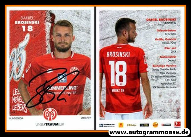 Autogramm Fussball | FSV Mainz 05 | 2018 | Daniel BROSINSKI