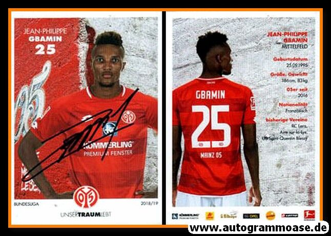 Autogramm Fussball | FSV Mainz 05 | 2018 | Jean-Philippe GBAMIN