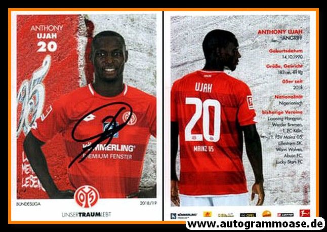 Autogramm Fussball | FSV Mainz 05 | 2018 | Anthony UJAH