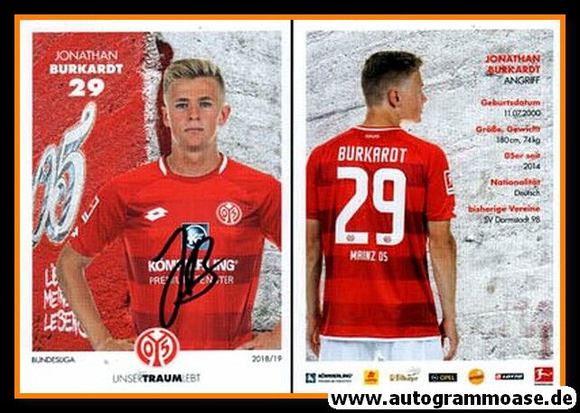Autogramm Fussball | FSV Mainz 05 | 2018 | Jonathan BURKHARDT