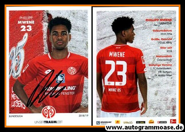 Autogramm Fussball | FSV Mainz 05 | 2018 | Philipp MWENE