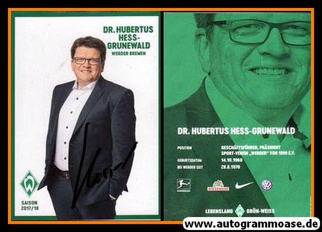 Autogramm Fussball | SV Werder Bremen | 2017 | Hubertus HESS-GRUNEWALD