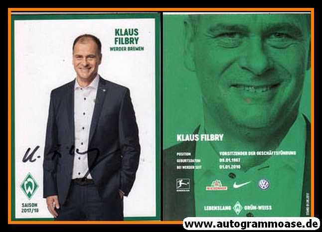 Autogramm Fussball | SV Werder Bremen | 2017 | Klaus FILBRY