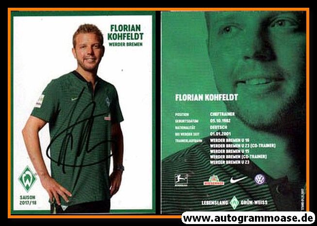 Autogramm Fussball | SV Werder Bremen | 2017 | Florian KOHFELDT