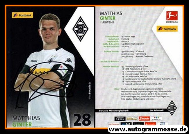 Autogramm Fussball | Borussia Mönchengladbach | 2017 | Matthias GINTER