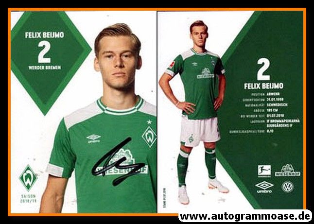 Autogramm Fussball | SV Werder Bremen | 2018 | Felix BEIJMO