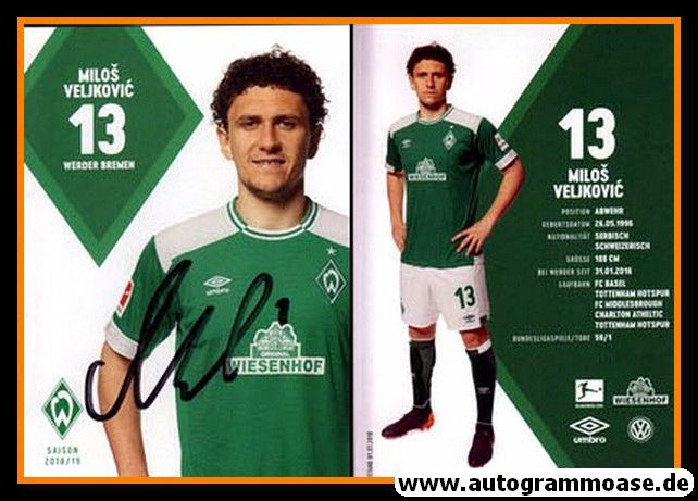 Autogramm Fussball | SV Werder Bremen | 2018 | Milos VELJKOVIC