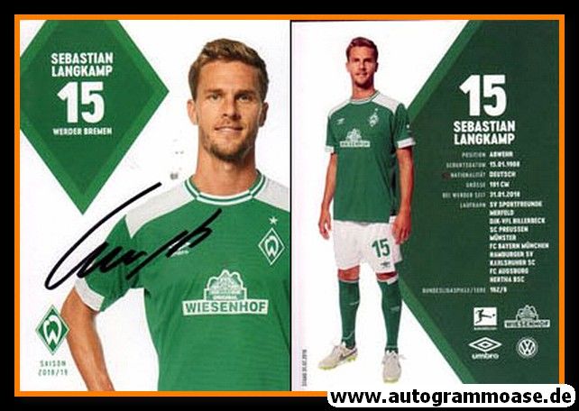 Autogramm Fussball | SV Werder Bremen | 2018 | Sebastian LANGKAMP