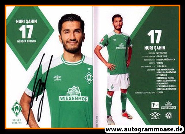 Autogramm Fussball | SV Werder Bremen | 2018 | Nuri SAHIN