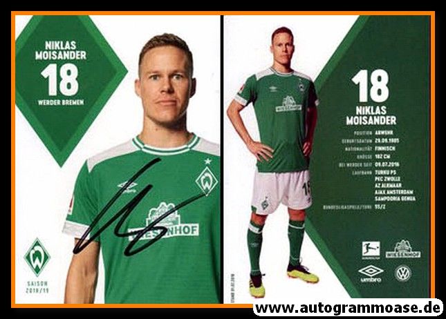 Autogramm Fussball | SV Werder Bremen | 2018 | Niklas MOISANDER
