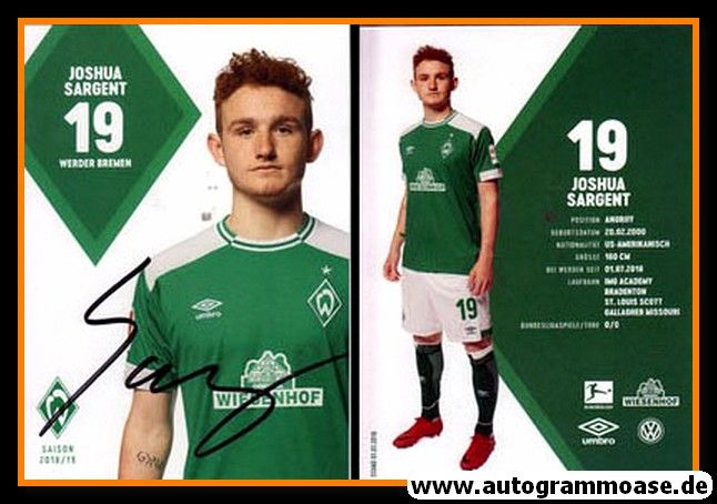Autogramm Fussball | SV Werder Bremen | 2018 | Joshua SARGENT