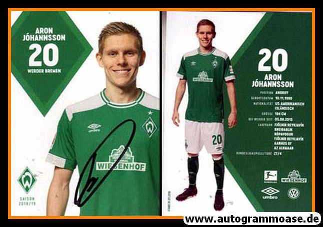 Autogramm Fussball | SV Werder Bremen | 2018 | Aron JOHANNSSON